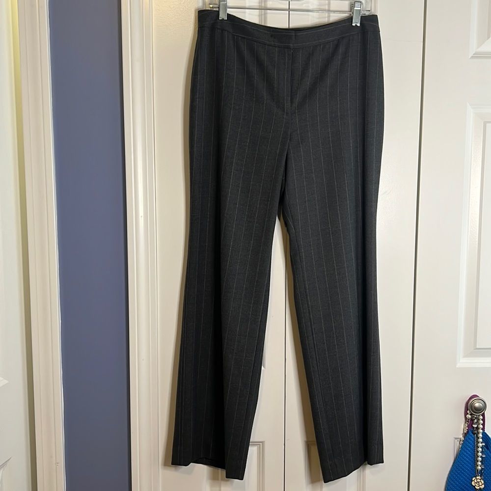 Ann Taylor Wool Lined Charcoal Gray Pinstripe Straight Leg Trouser Pant 10P